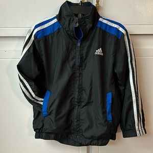 ADIDAS WINDBREAKER/JACKET. Size 4T. Black/Blue/White. VG/EXCELLENT CONDITION!